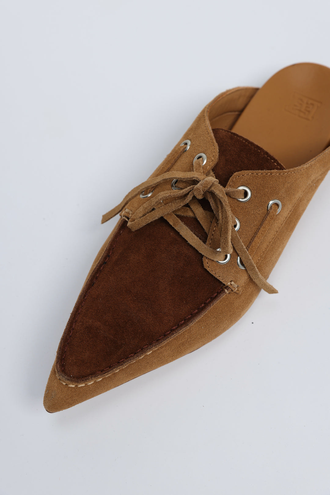 Pointed Brown Mix Suede Moccasin Slides
