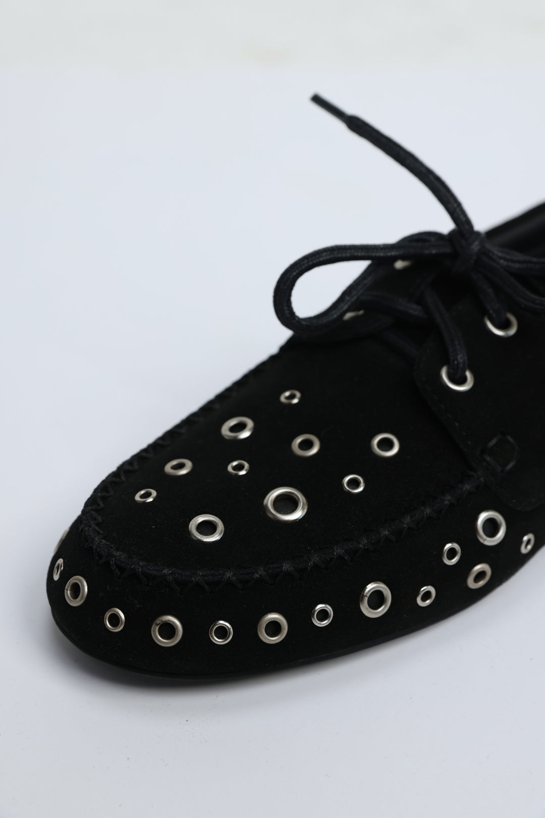 Eyelet Suede Black Moccasins