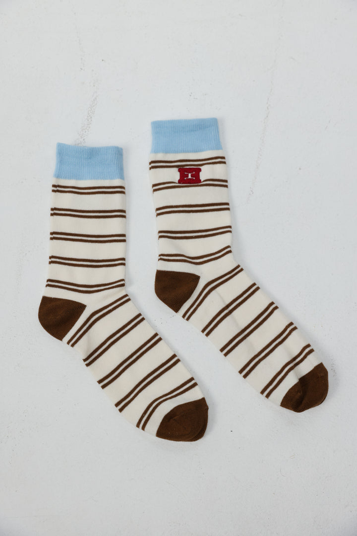 EE Brown Stripes/Light Blue Socks