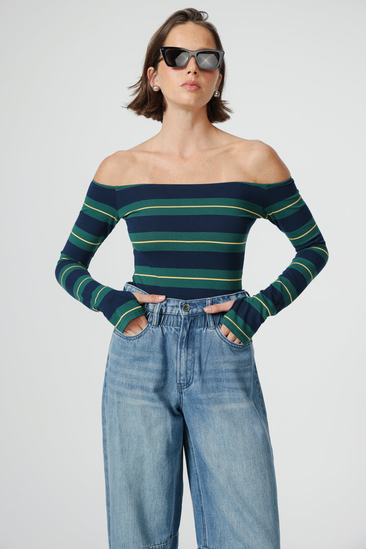 Park Green Stripes Bodysuit
