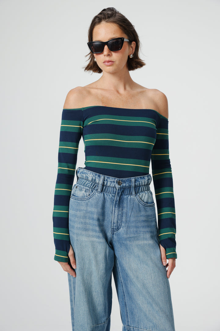 Park Green Stripes Bodysuit