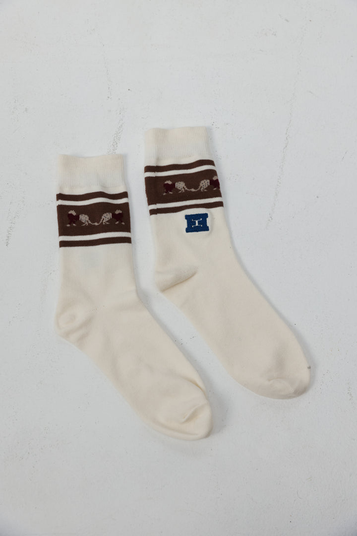EE Cream/Brown Socks