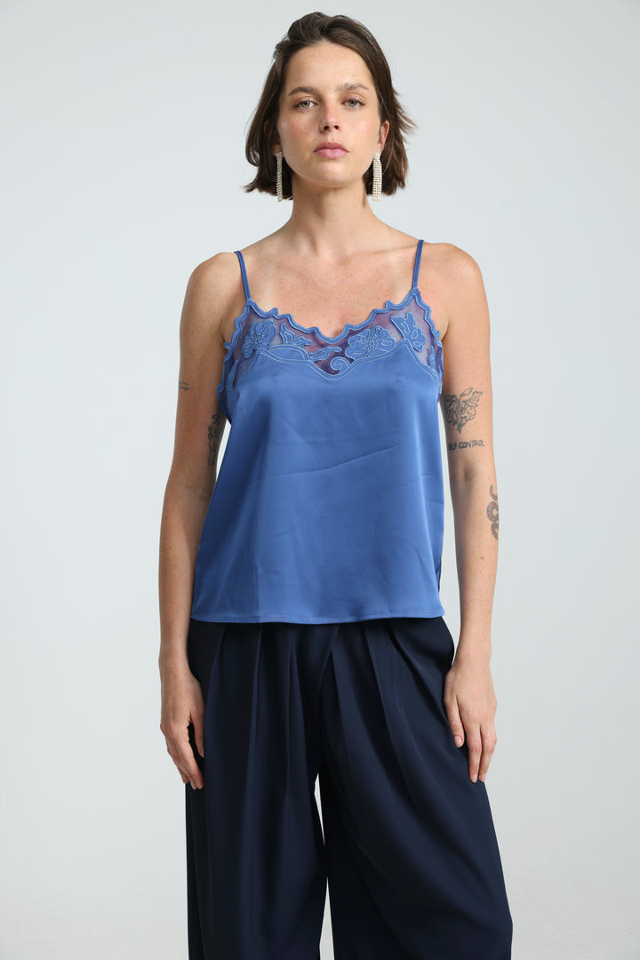 Lace Blue Tank