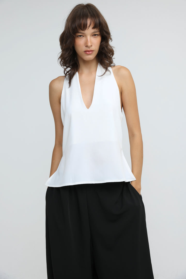 Fluid White Halter Top