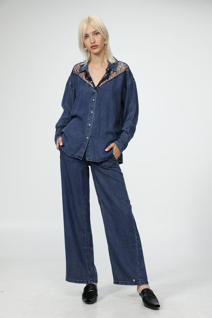Reorganized Dark Blue Soft Denim Shirt