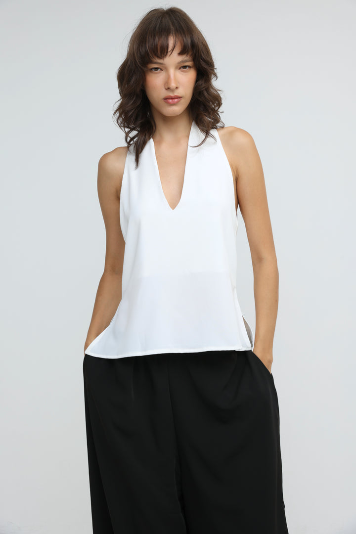 Fluid White Halter Top