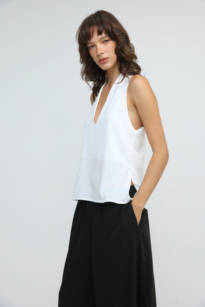 Fluid White Halter Top