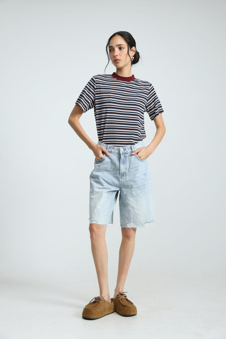 Rebasically Striped Navy T-Shirt