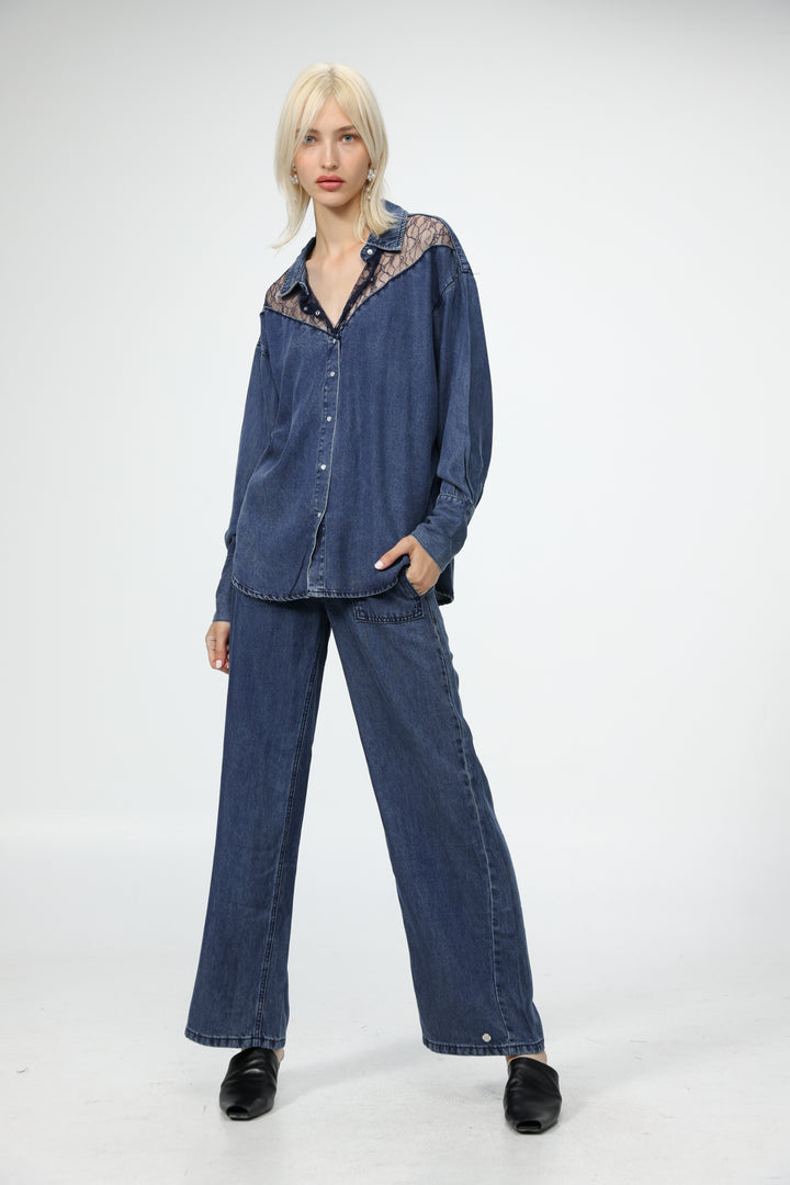 Reorganized Dark Blue Soft Denim Shirt