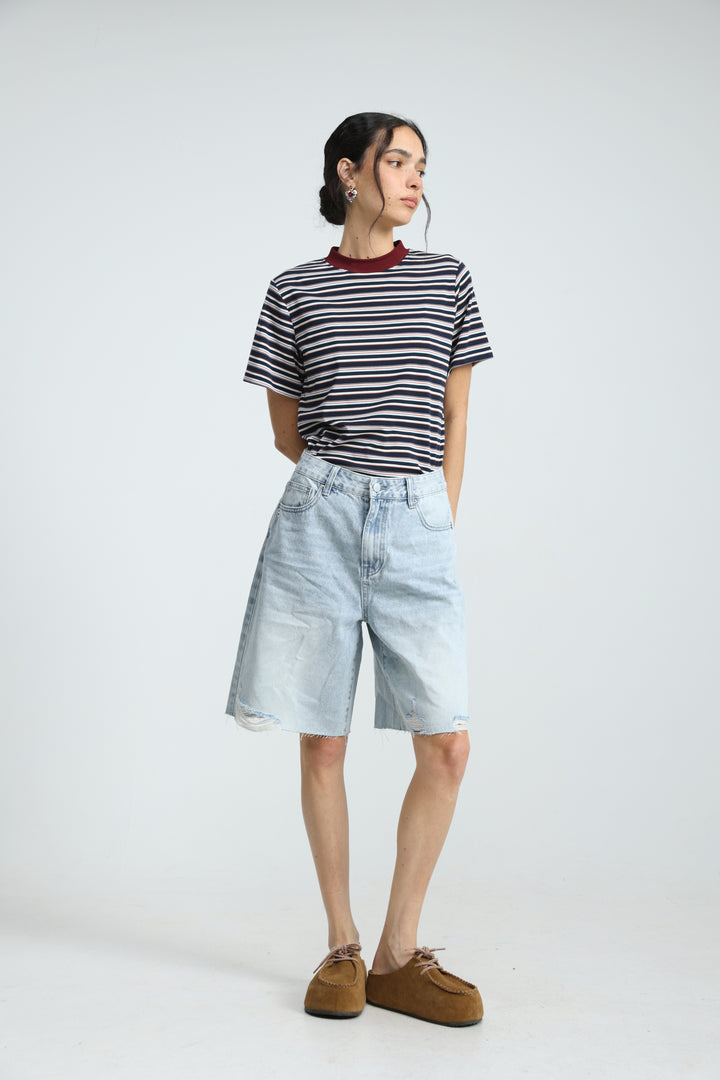 Rebasically Striped Navy T-Shirt
