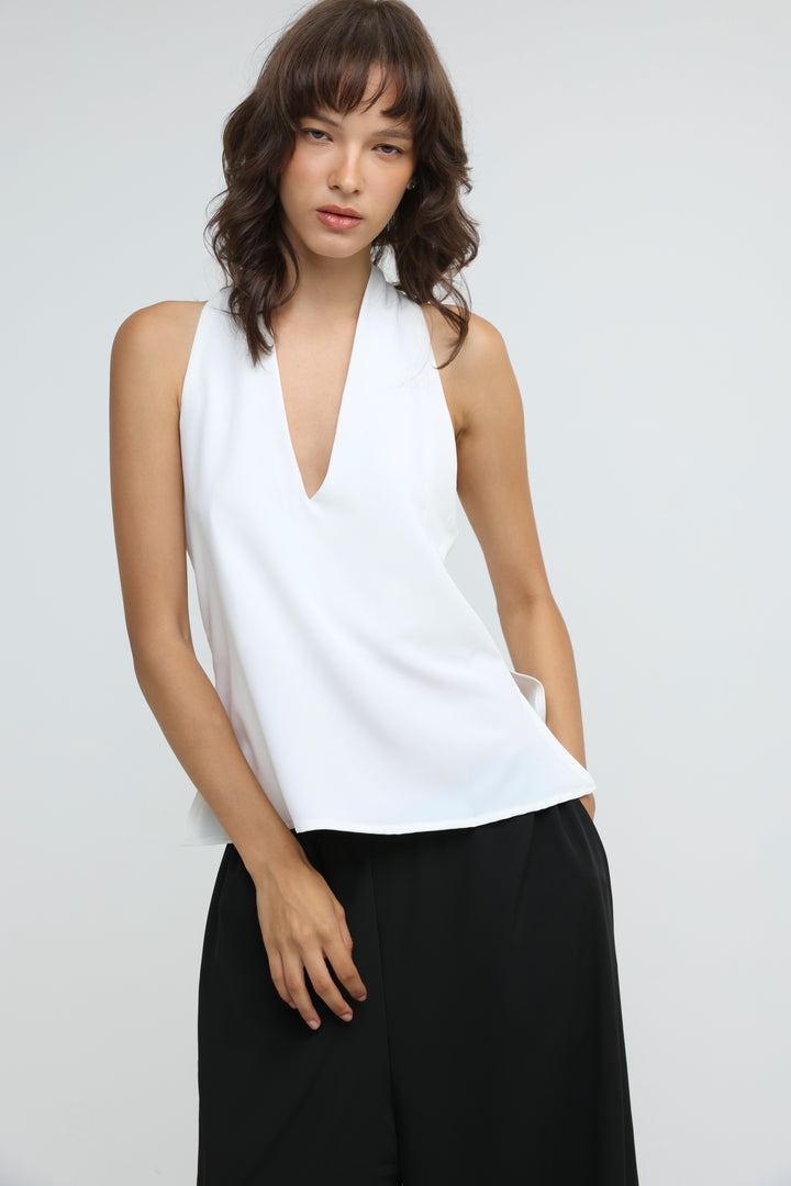 Fluid White Halter Top