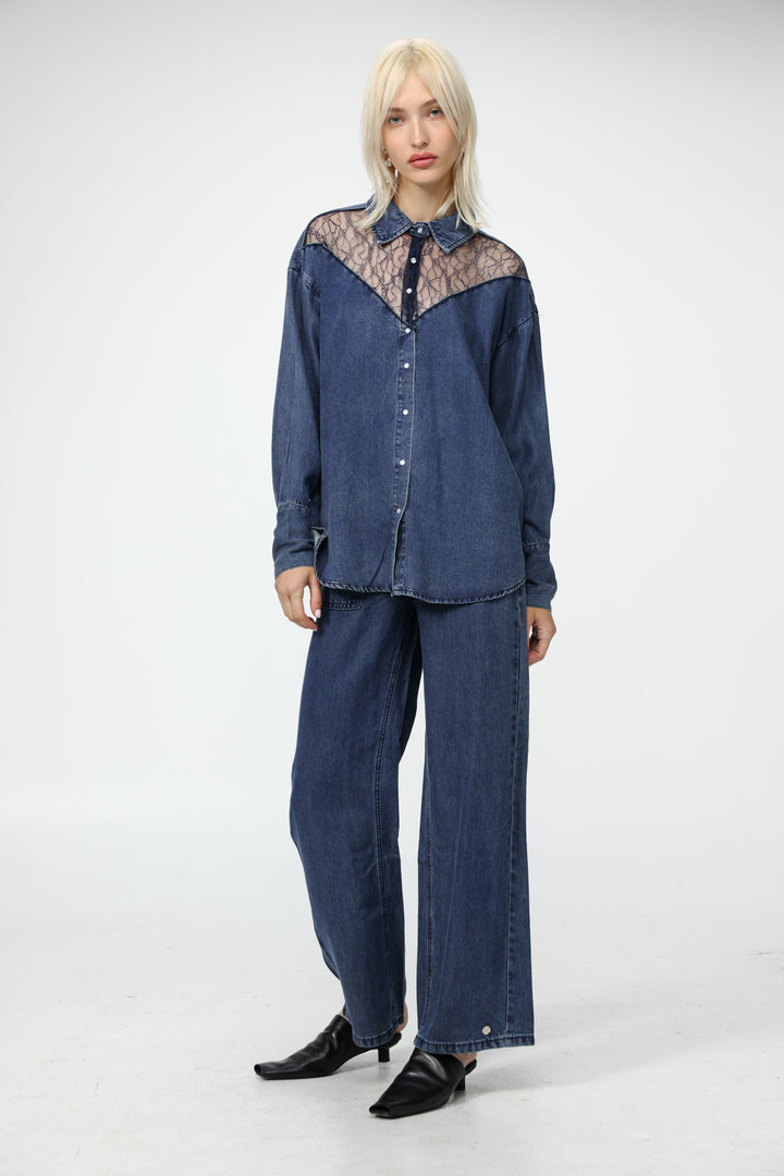 Reorganized Dark Blue Soft Denim Shirt