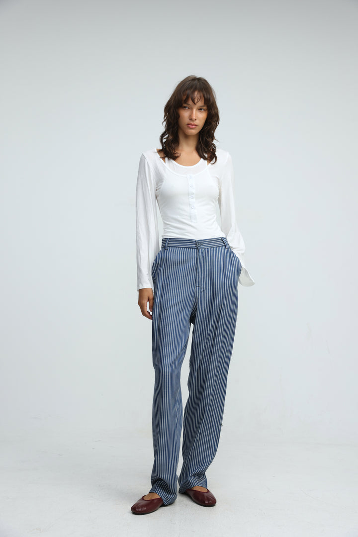 Letter Blue Stripes Bottoms