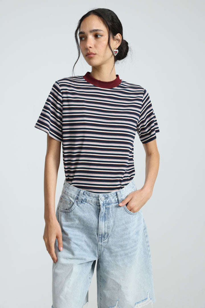 Rebasically Striped Navy T-Shirt
