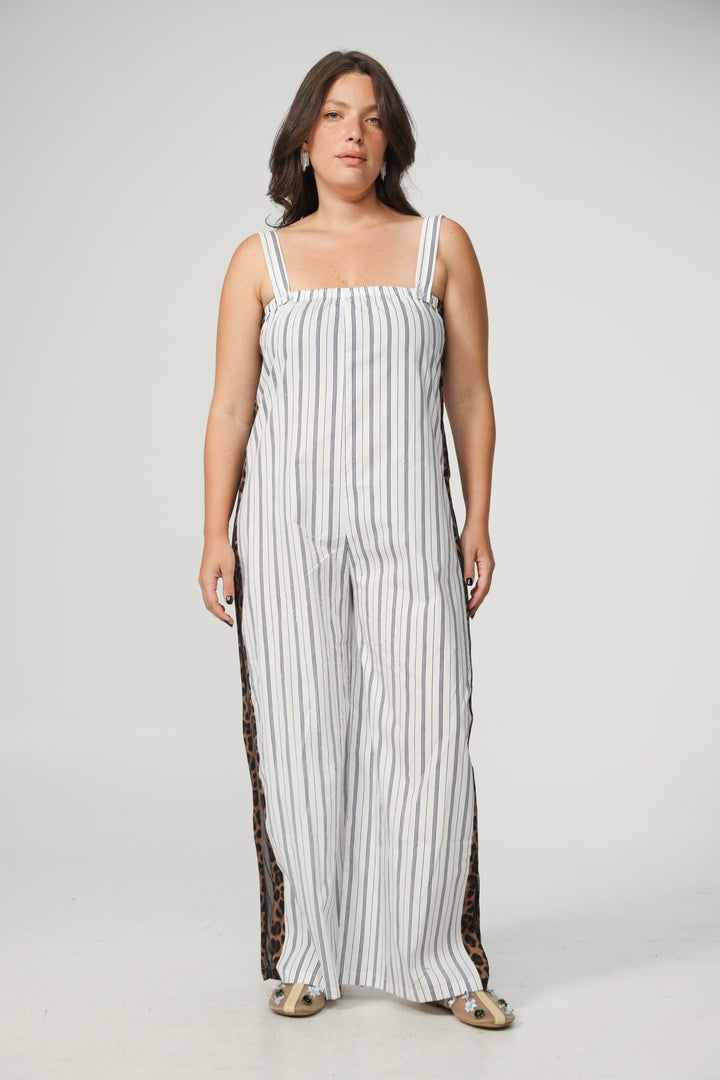 Stripes/Leopard Jumpsuit