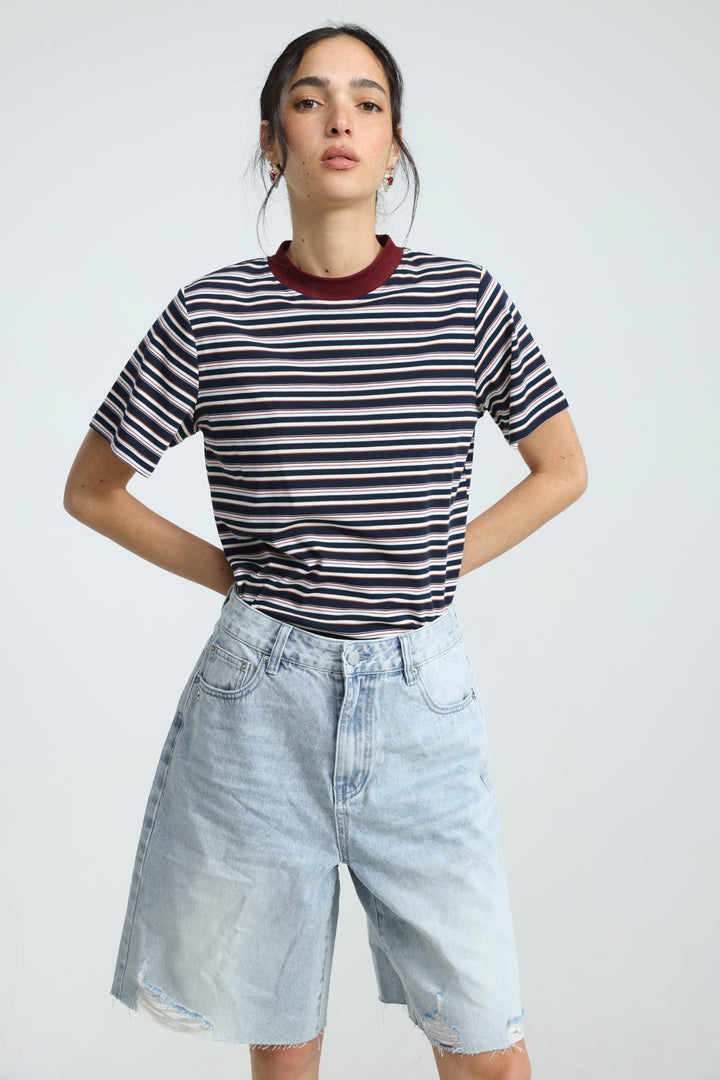 Rebasically Striped Navy T-Shirt