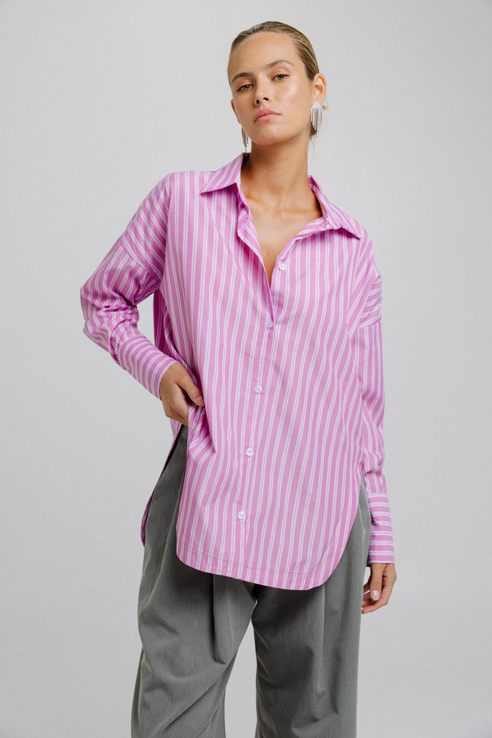 Stripes Pink Buttoned Shirt