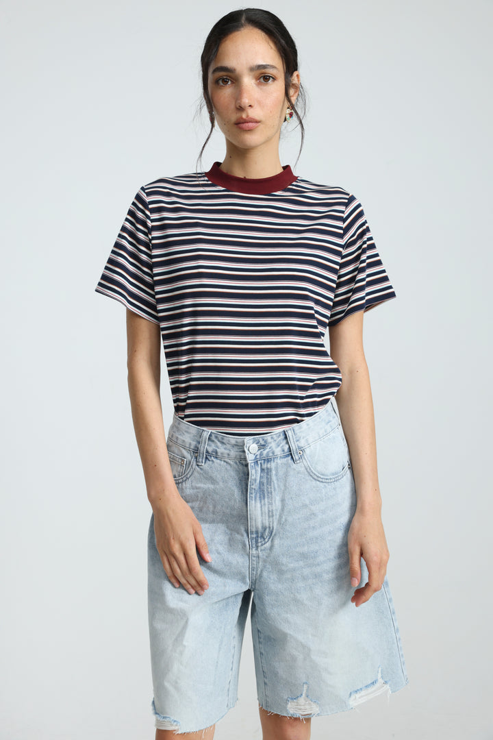 Rebasically Striped Navy T-Shirt