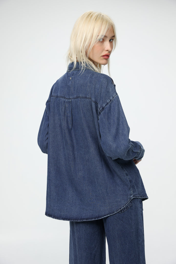 Reorganized Dark Blue Soft Denim Shirt