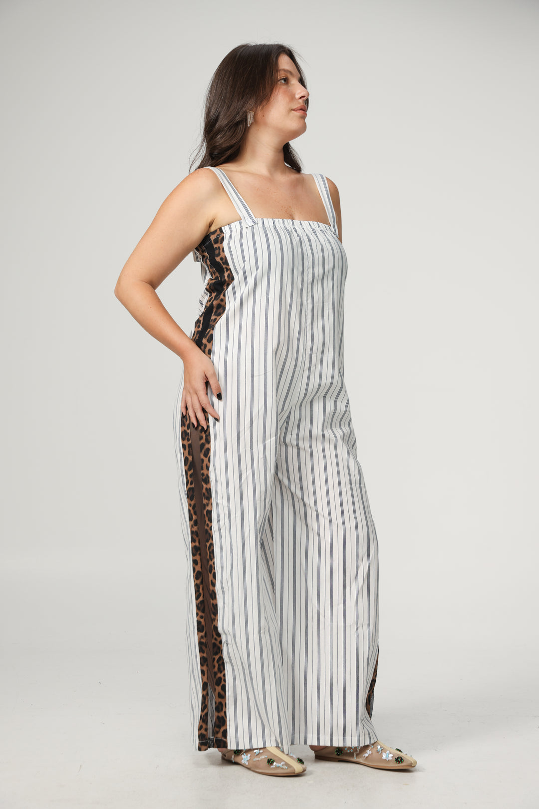 Stripes/Leopard Jumpsuit