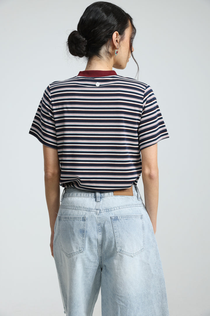 Rebasically Striped Navy T-Shirt