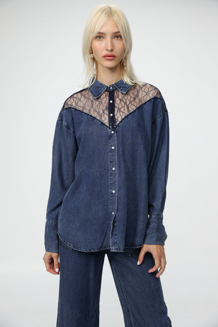 Reorganized Dark Blue Soft Denim Shirt