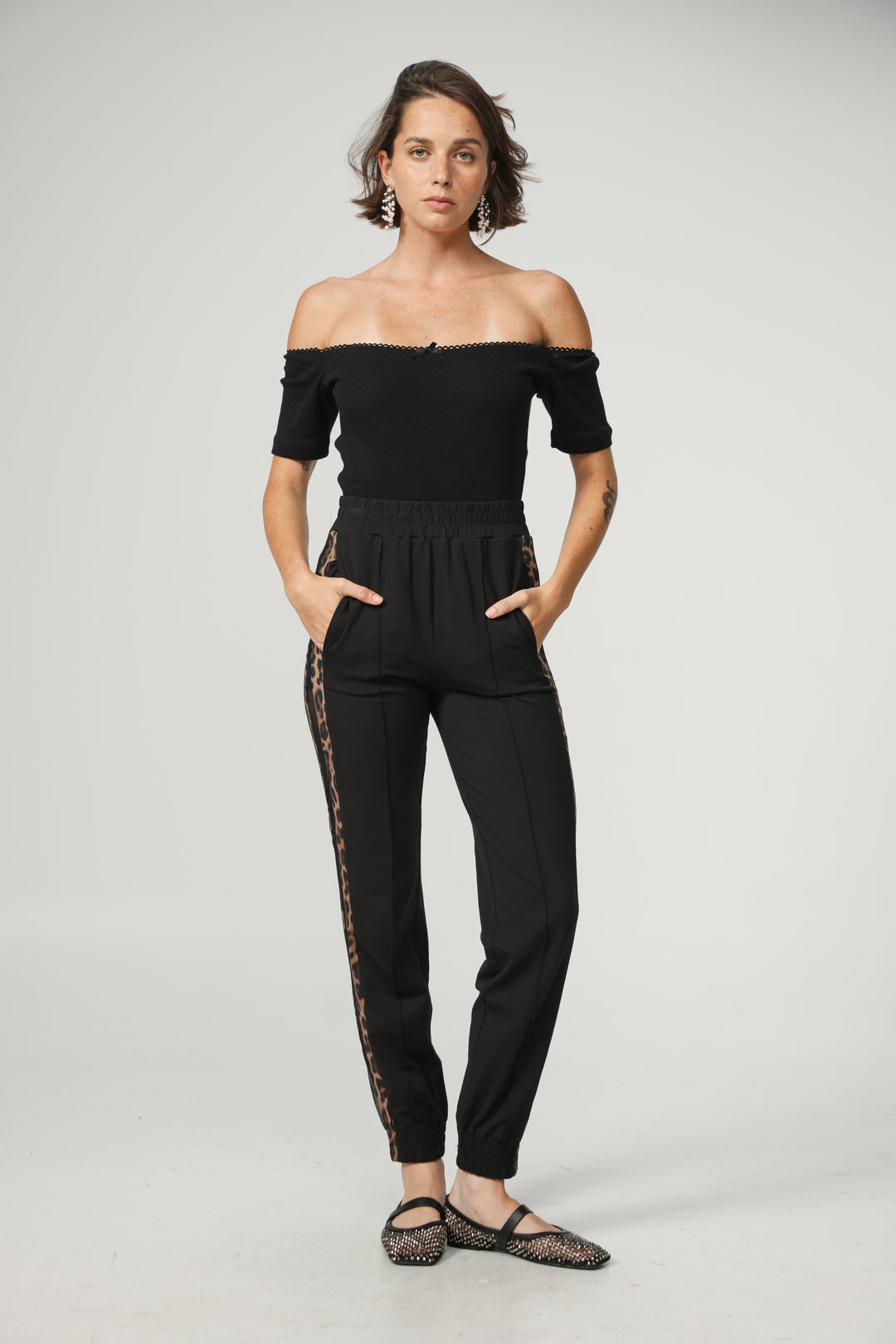 Best Black/Leopard Mesh Joggers