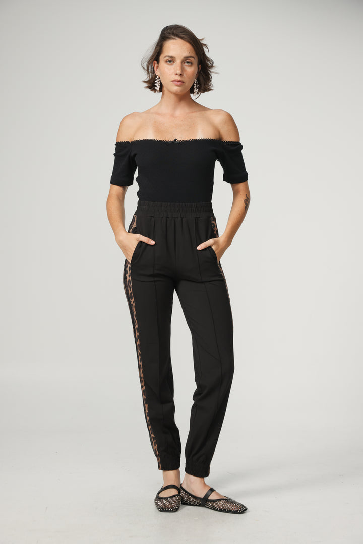 Best Black/Leopard Mesh Joggers