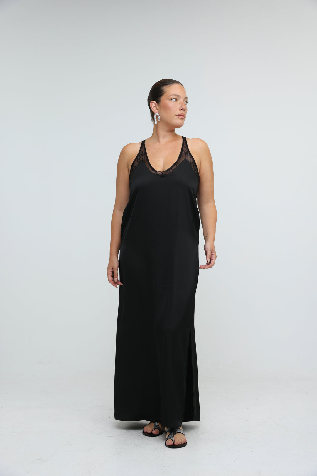 Satin Black Maxi Dress