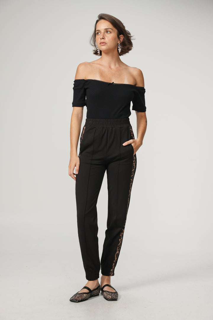 Best Black/Leopard Mesh Joggers
