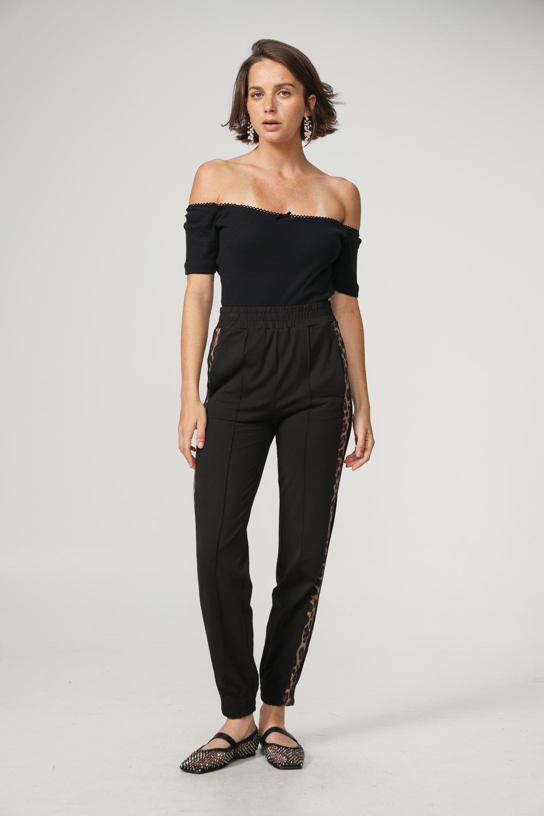 Best Black/Leopard Mesh Joggers