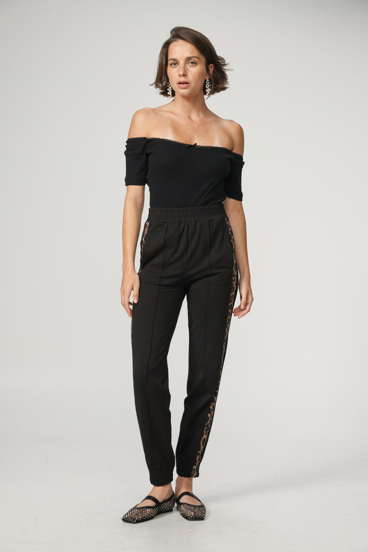 Best Black/Leopard Mesh Joggers