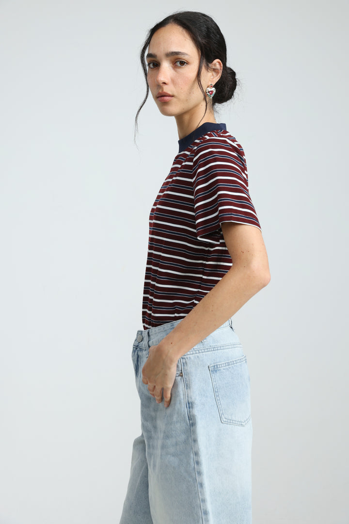 Rebasically Striped Wine T-Shirt