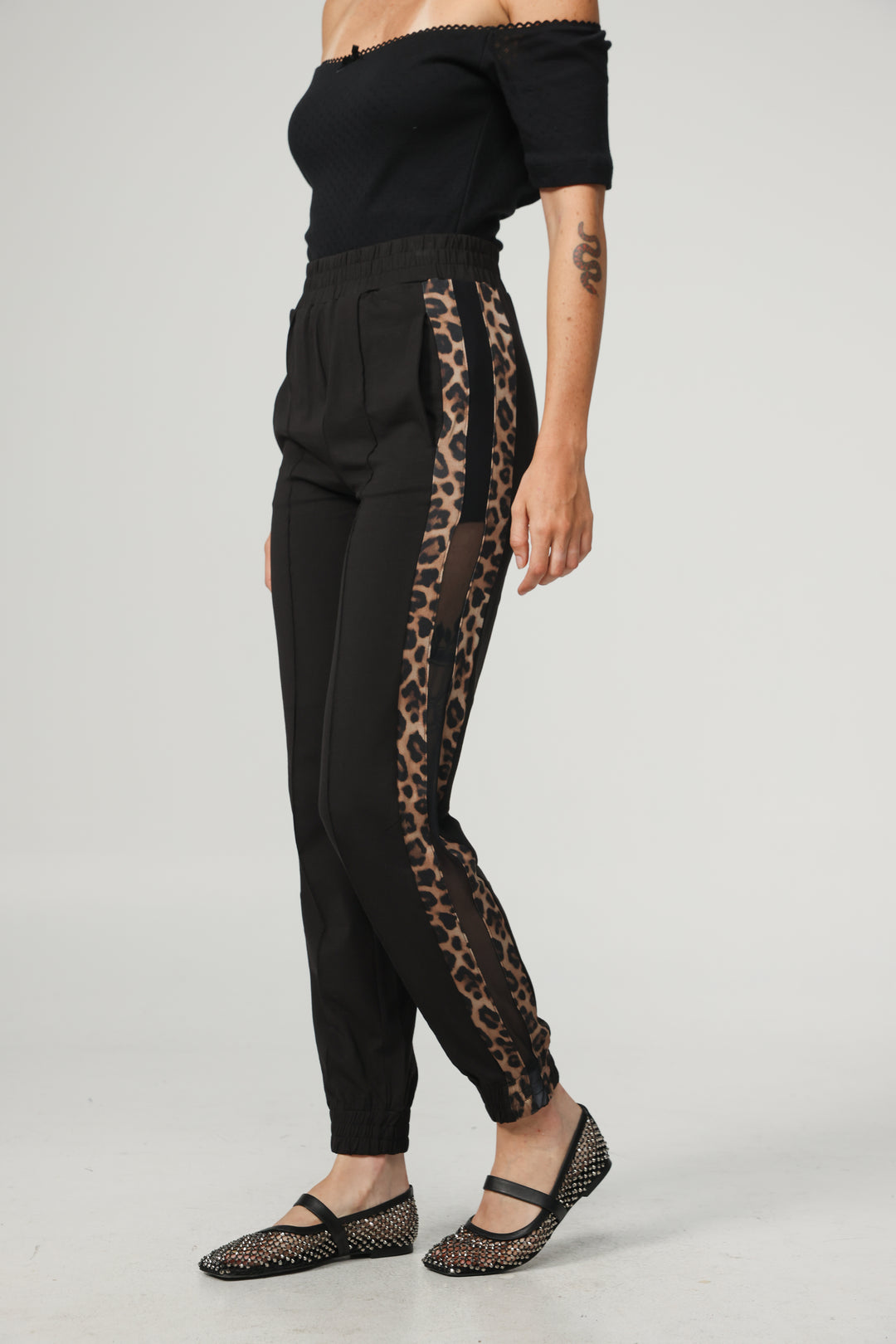 Best Black/Leopard Mesh Joggers