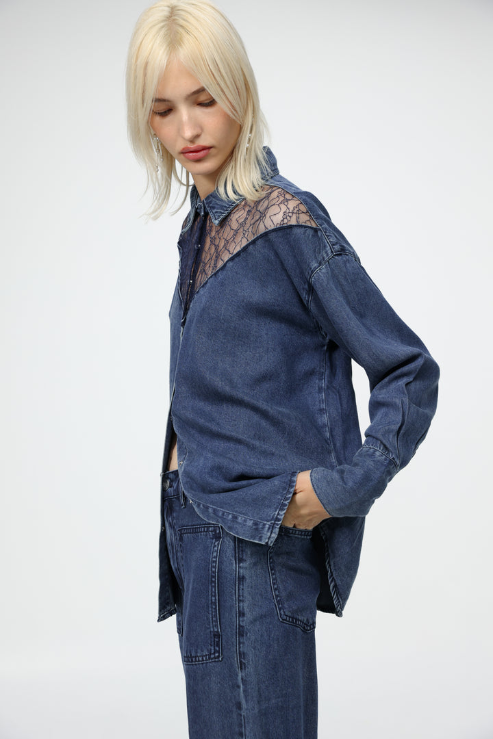 Reorganized Dark Blue Soft Denim Shirt
