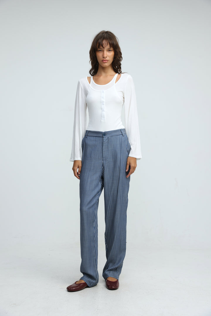 Letter Blue Stripes Bottoms