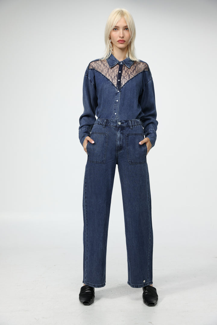 Reorganized Dark Blue Soft Denim Shirt