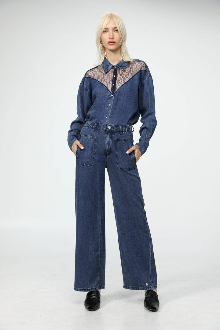 Reorganized Dark Blue Soft Denim Shirt