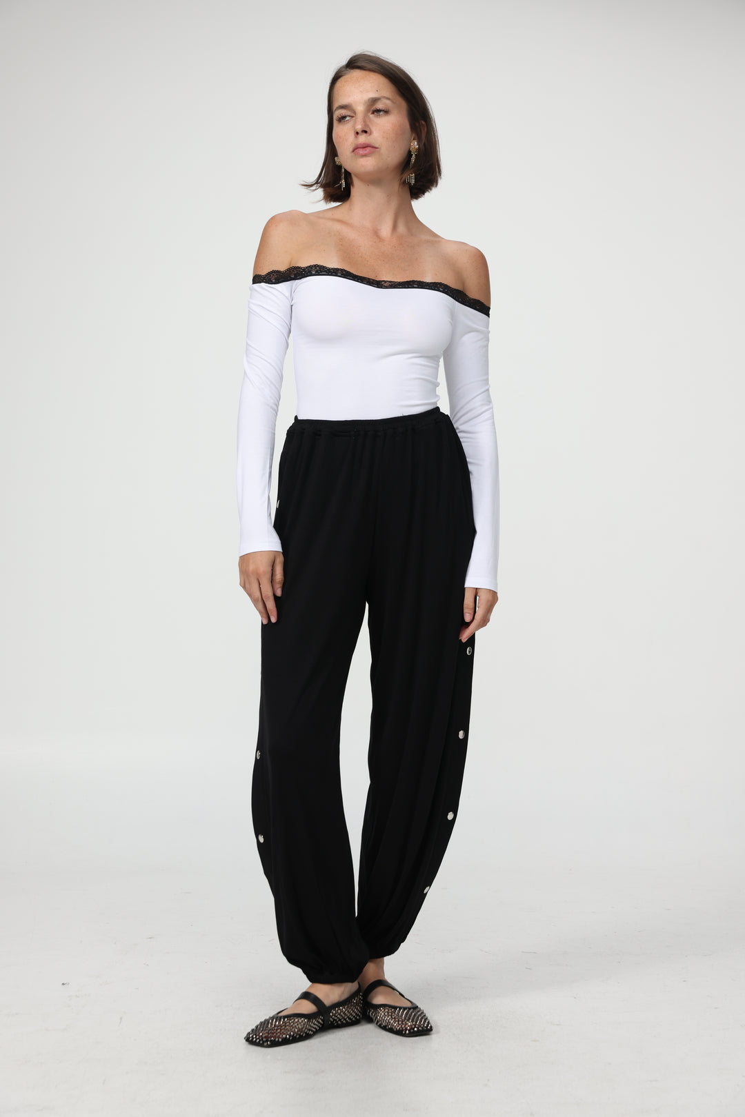 Player White Off Shoulder Top
