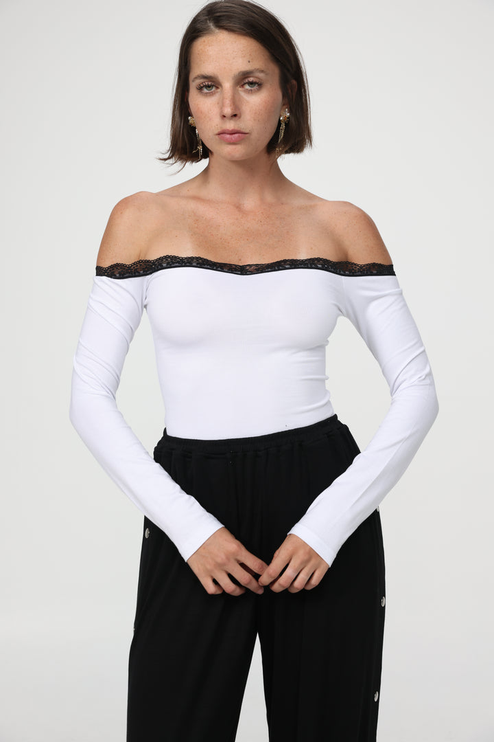 Player White Off Shoulder Top