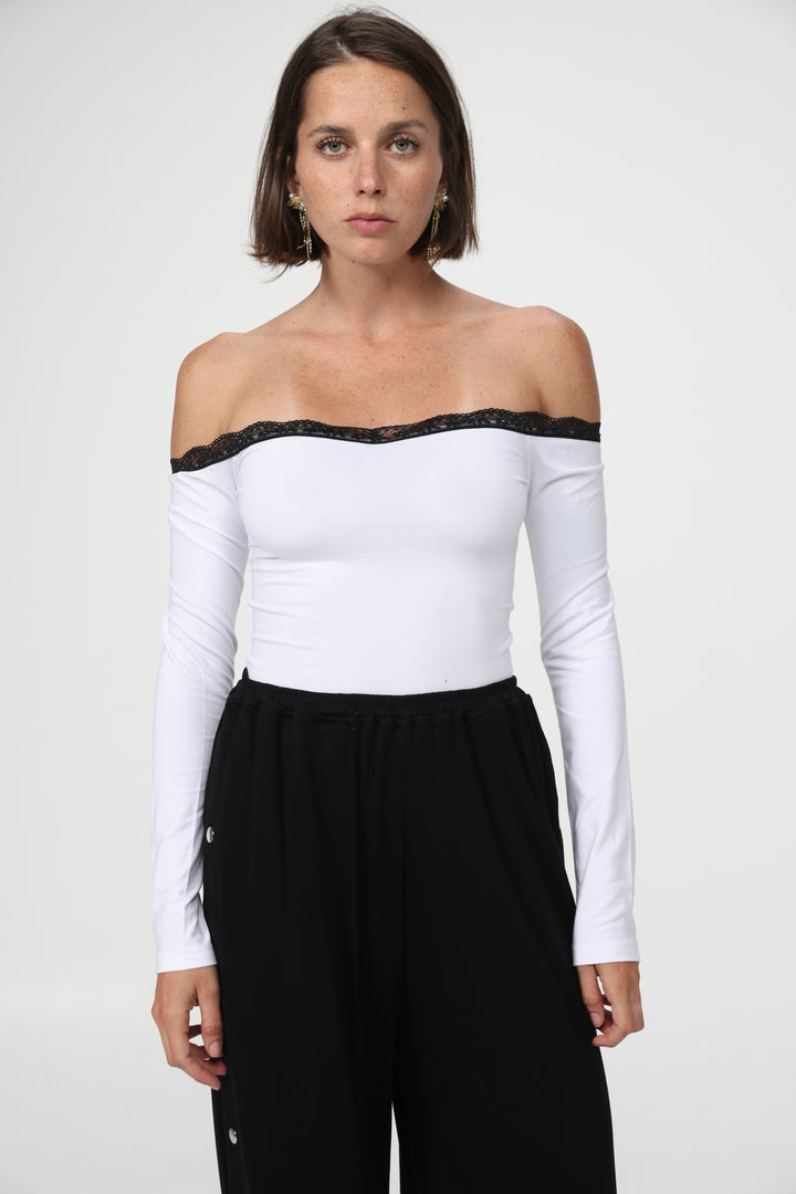 Player White Off Shoulder Top
