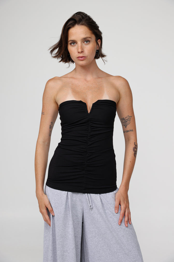 Realized Black Strapless Top