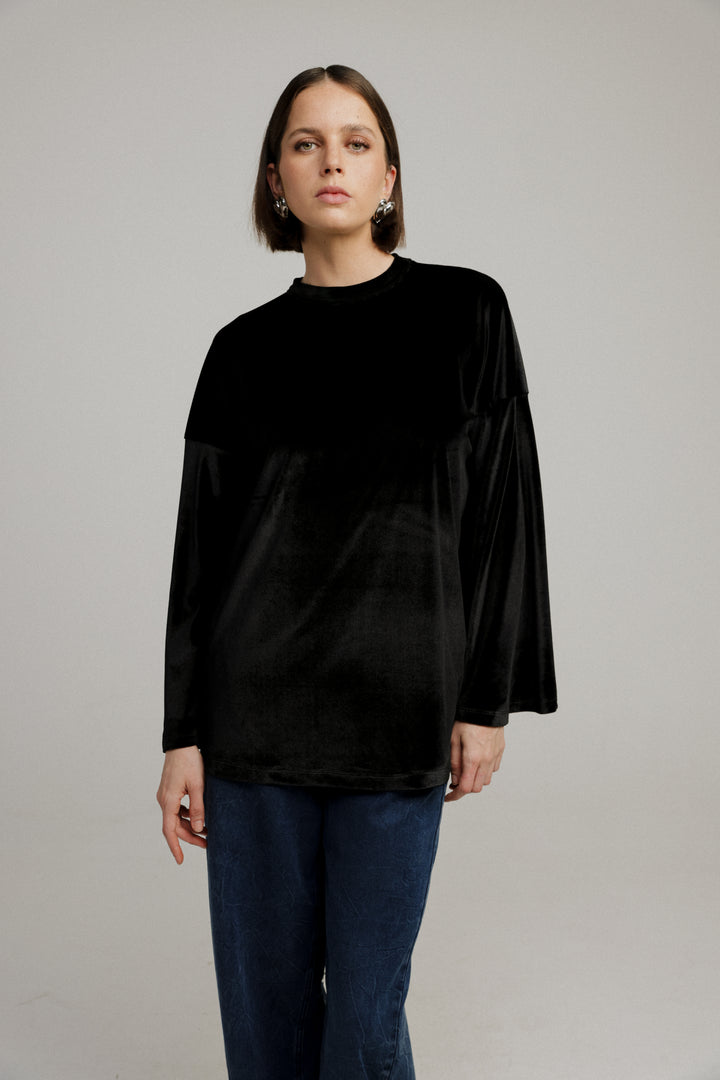 Boyfriend Black Velvet Shirt