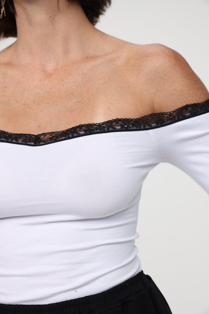 Player White Off Shoulder Top