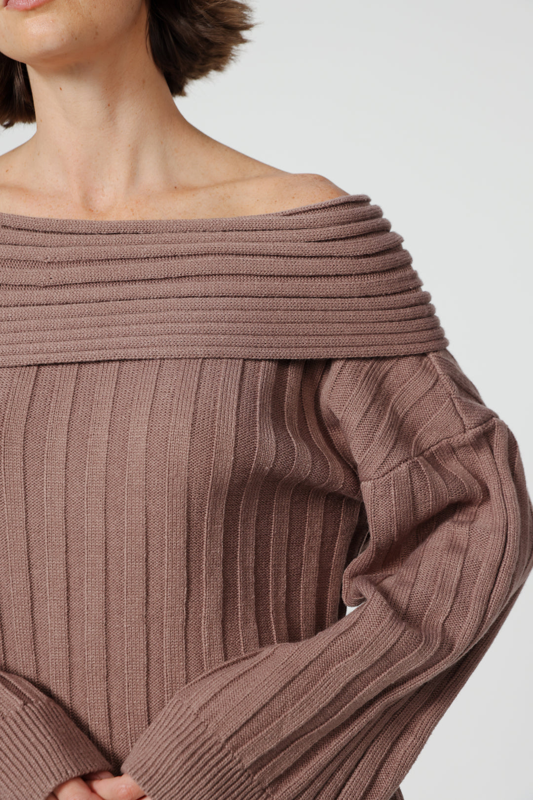 Memory Mocha Off Shoulder Sweater
