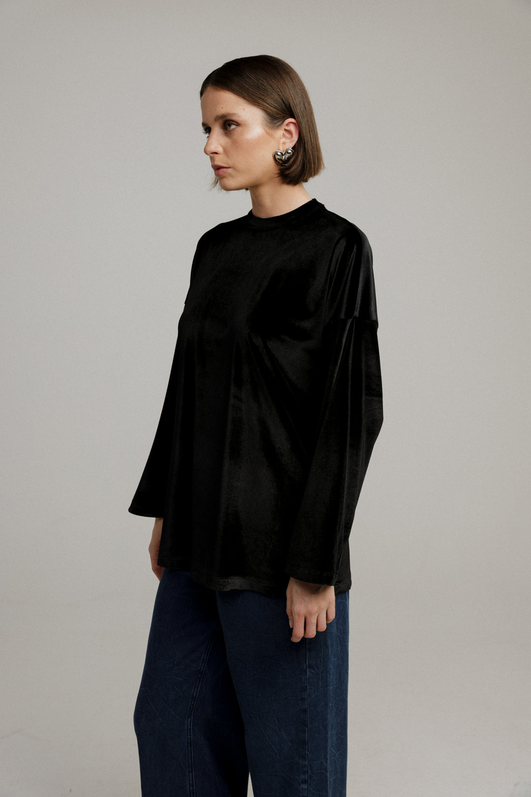 Boyfriend Black Velvet Shirt