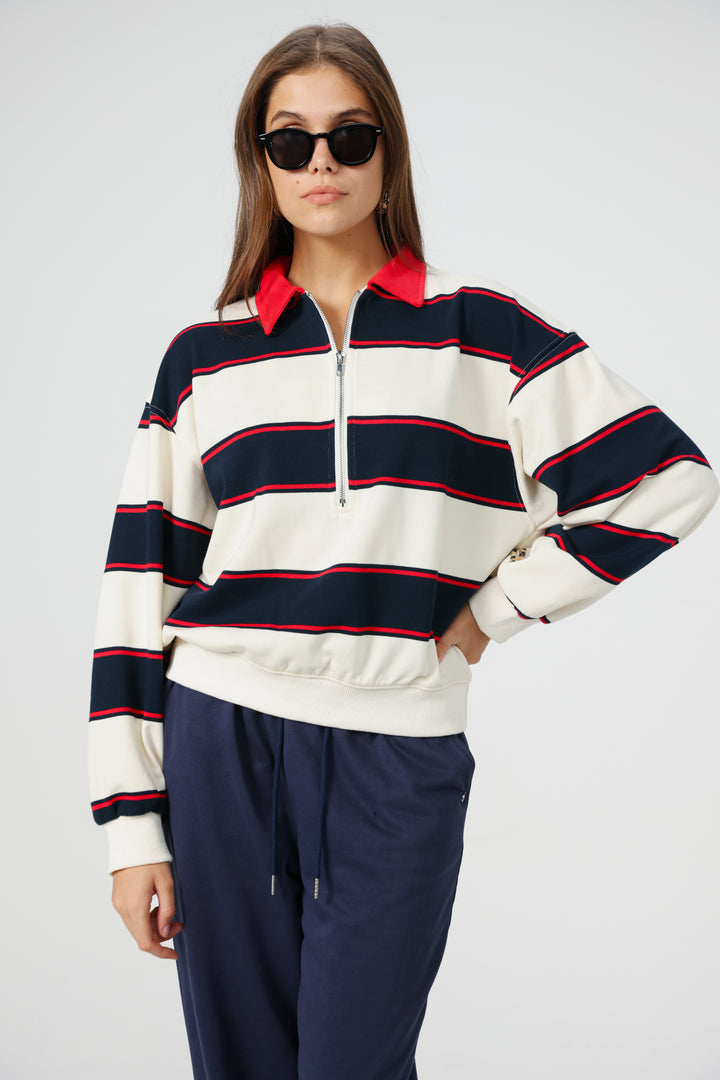 Nostalgia Cream Stripes Polo