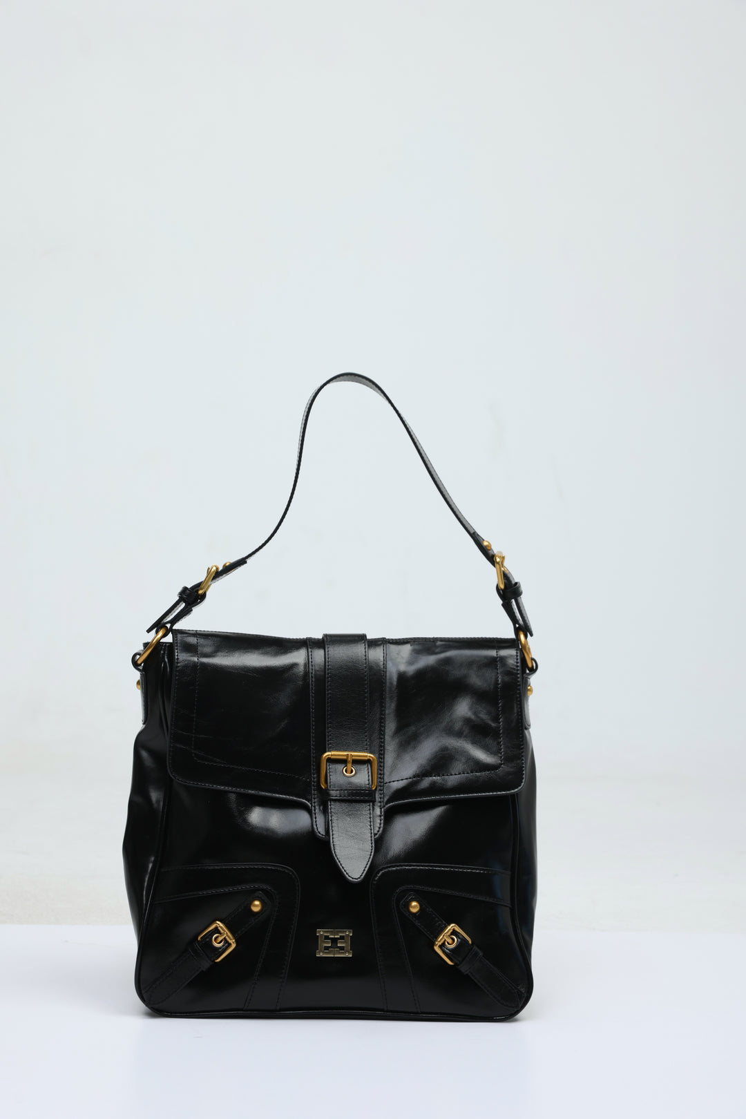 Buckle Pocket Black Bag