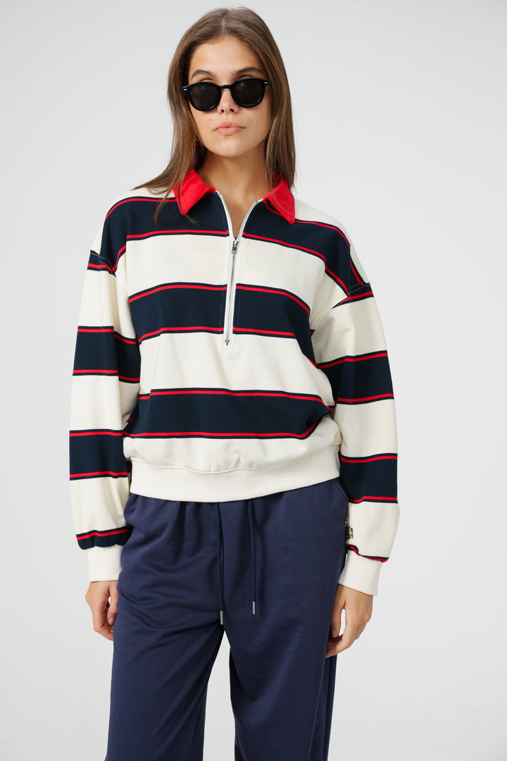 Nostalgia Cream Stripes Polo