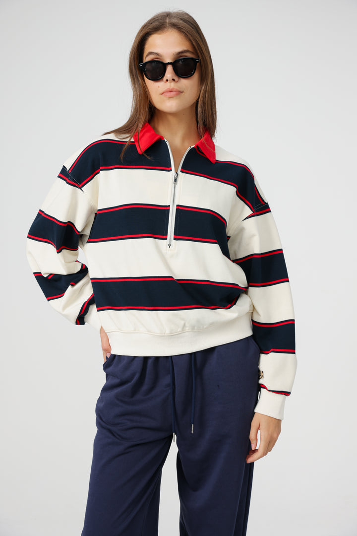 Nostalgia Cream Stripes Polo